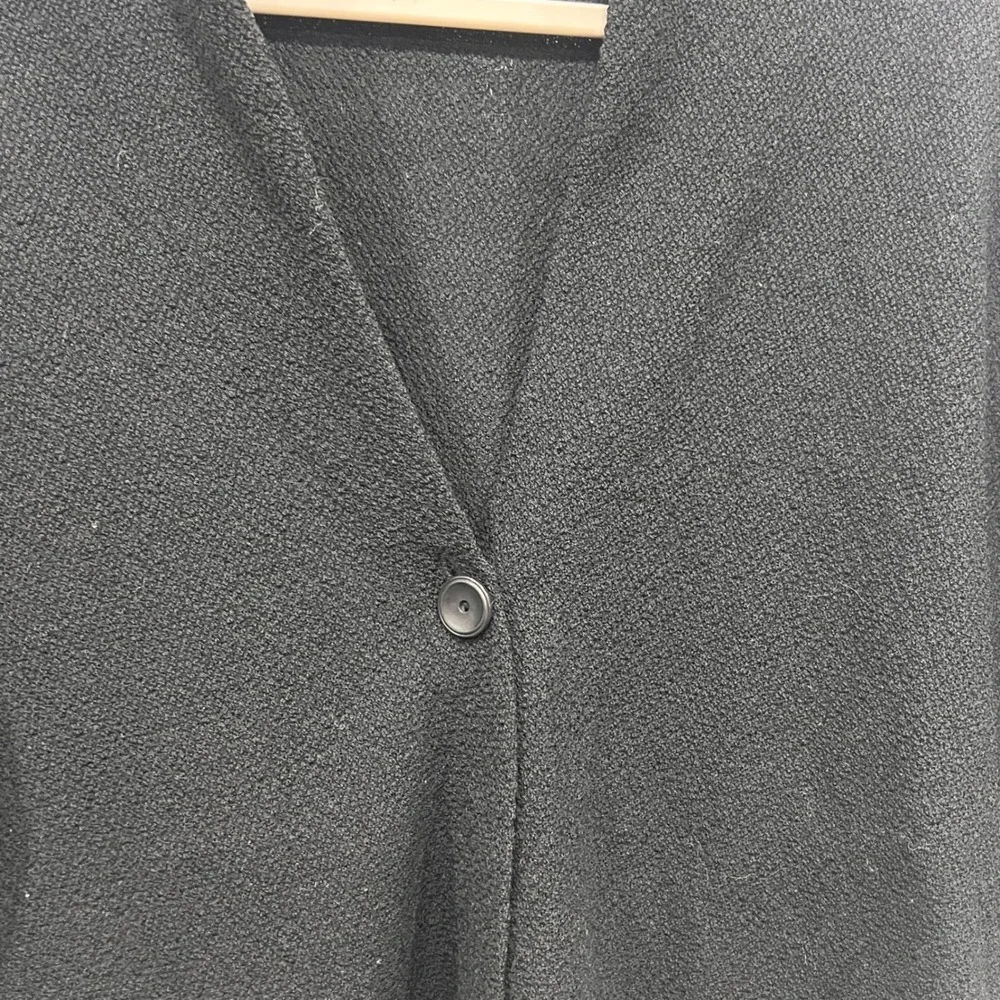 Eileen Fisher Petite Black Knit Wool Cardigan Sweater P L Bolero Shrug - Picture 3 of 8